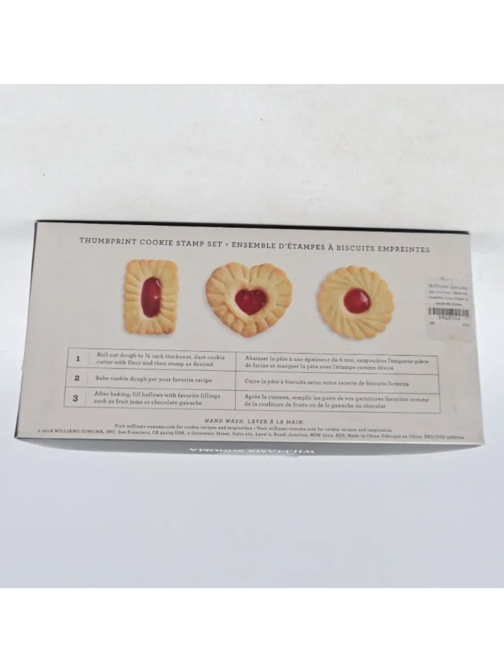 Williams Sonoma Thumbprint Cookie Stamps Set of 3 Rectangle Heart Round